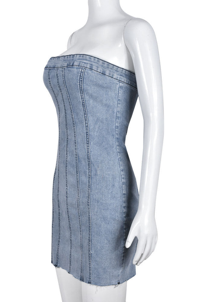 Strapless Mini Denim Dress