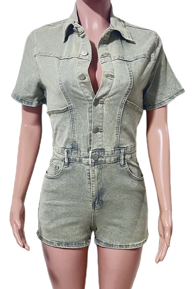 Vintage Wash Denim Romper