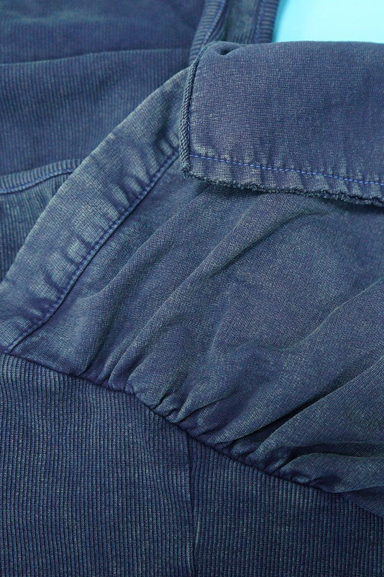 Off-Shoulder Mineral Wash Ribbed Jumpsuit