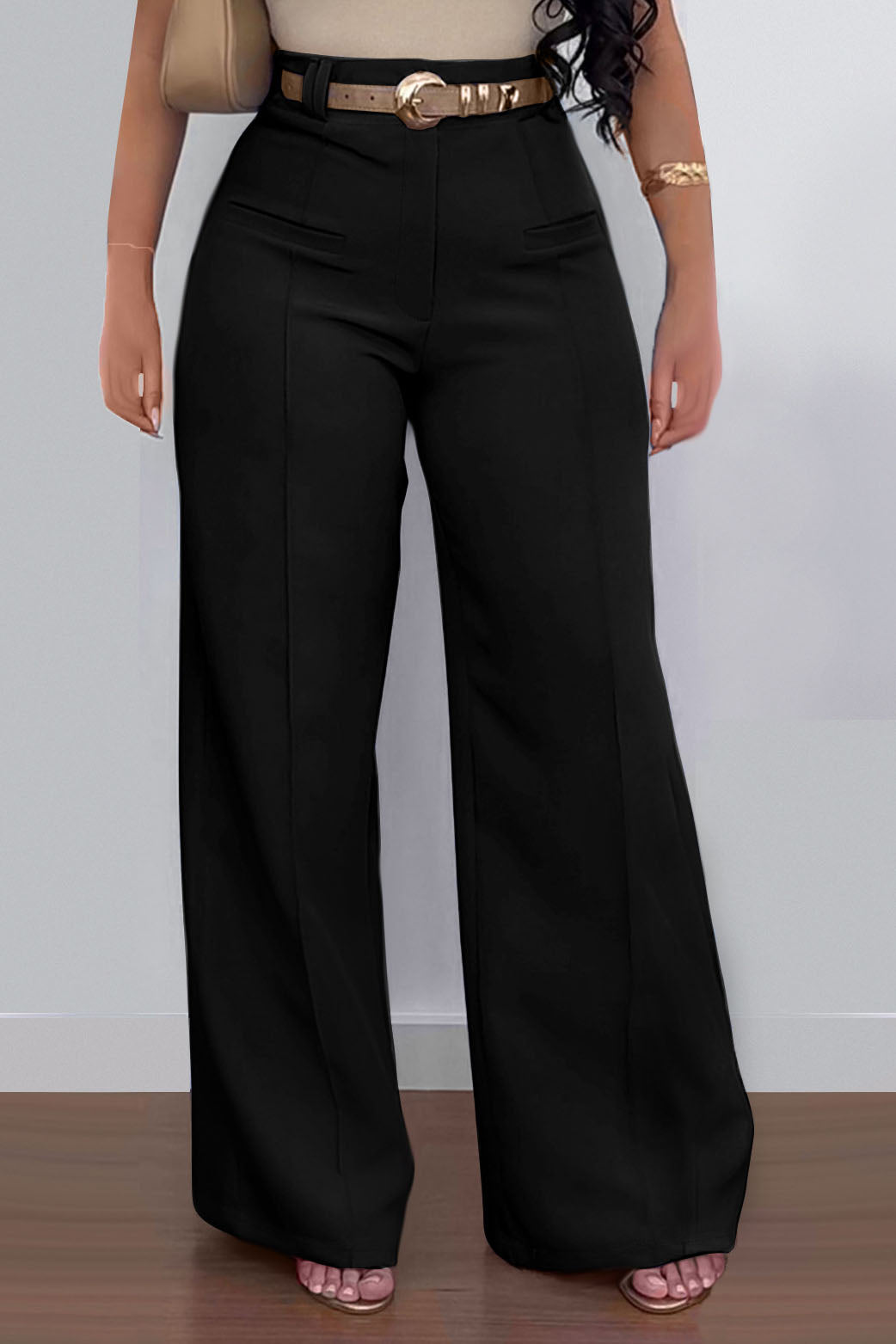 Casual Solid Color Loose Wide-Leg Pants