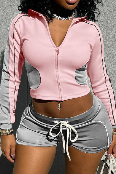 Zip-up Long Sleeve Drawstring Low Rise Pant set