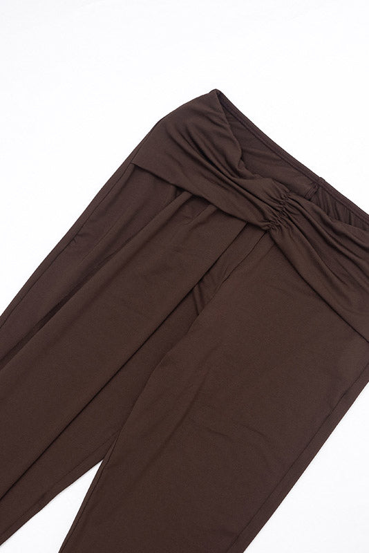 Asymmetric Draped Top & Capri Pants Set