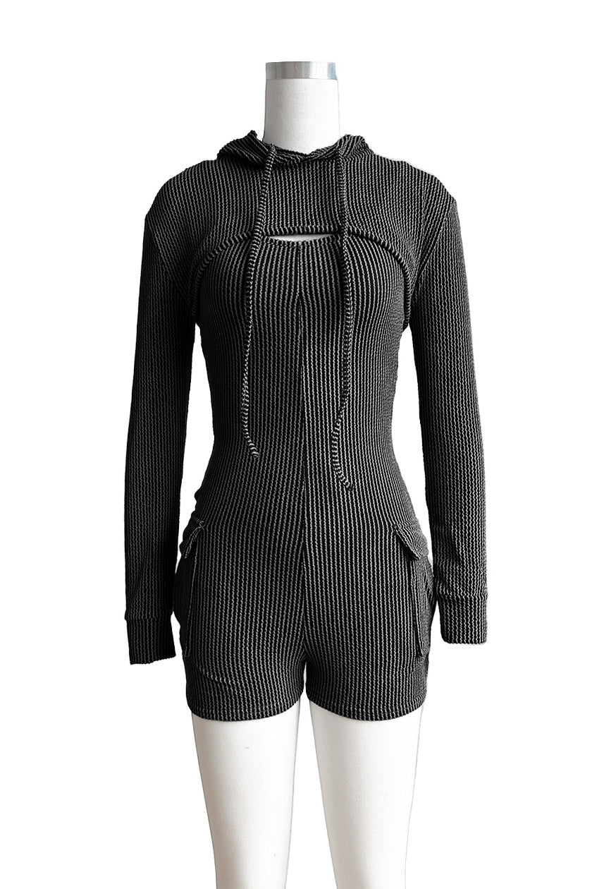 Crop Hoodie Romper Sets