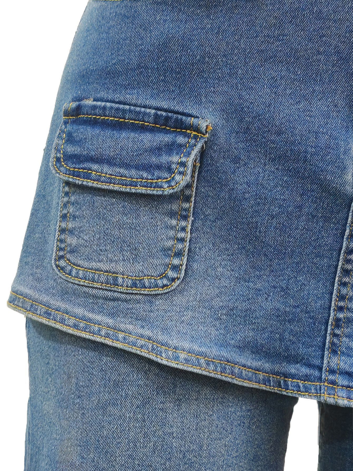 Layered Baggy Denim Skort Shorts