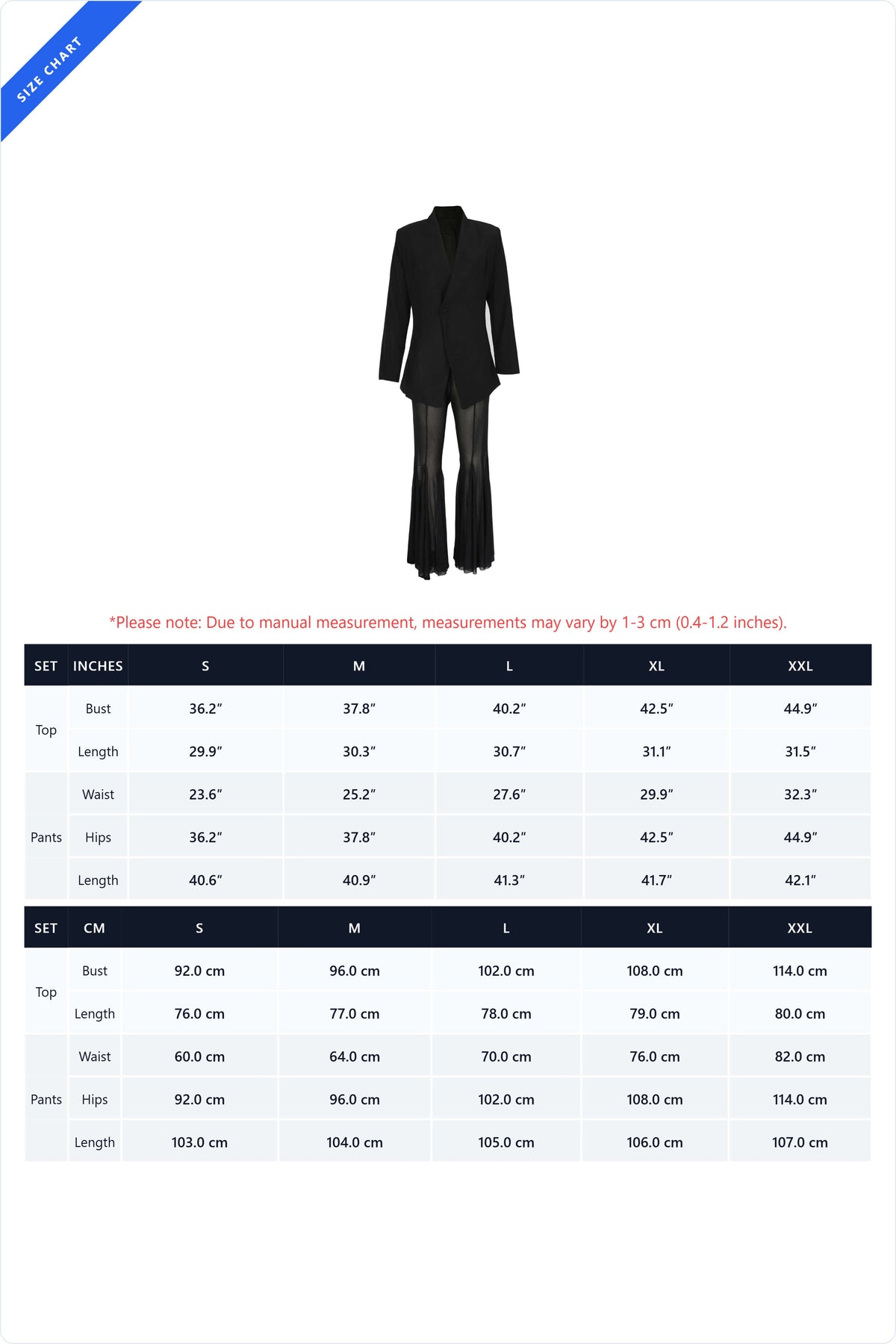 Asymmetric Blazer & Sheer Flare Pant Set