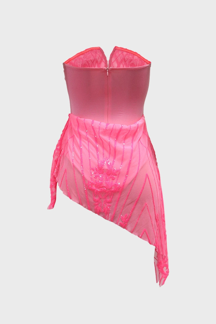 Strapless Mesh Bodycon Club Party Dress