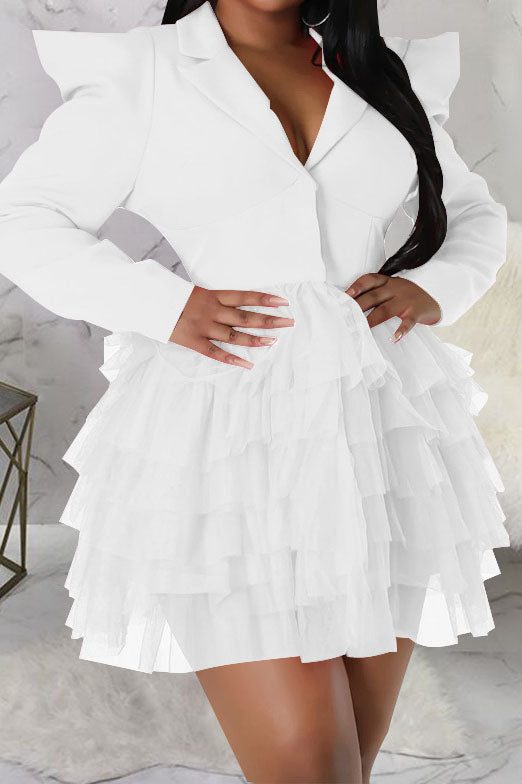 Statement Shoulder Tulle Blazer Dress