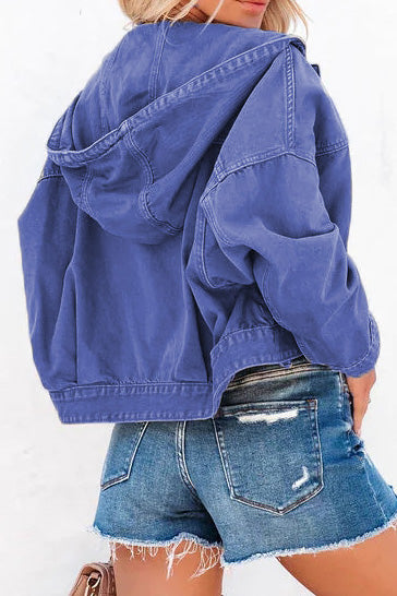 Loose Fit Hooded Denim Jacket