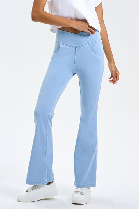 High-Stretch Crossover Flare Yoga Jeans