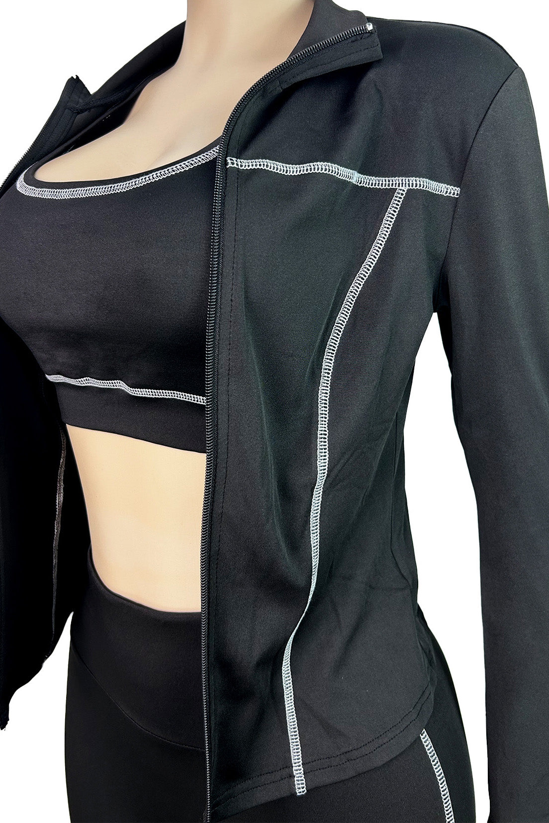 Sport Bra Zip Jacket Leggings Set