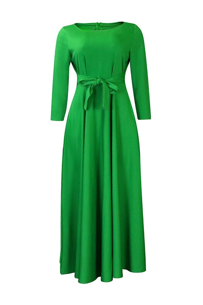 Elegant Tie-Waist A-Line Maxi Dress