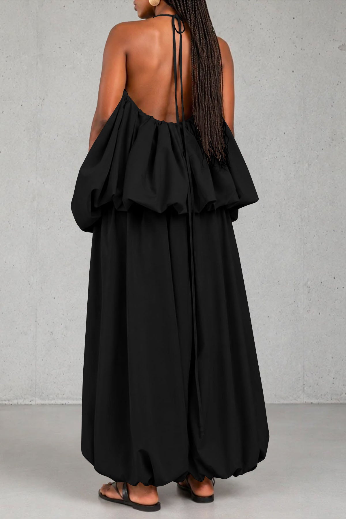 Plus Size Plunging Halter Oversized Top & Harem Pants Set