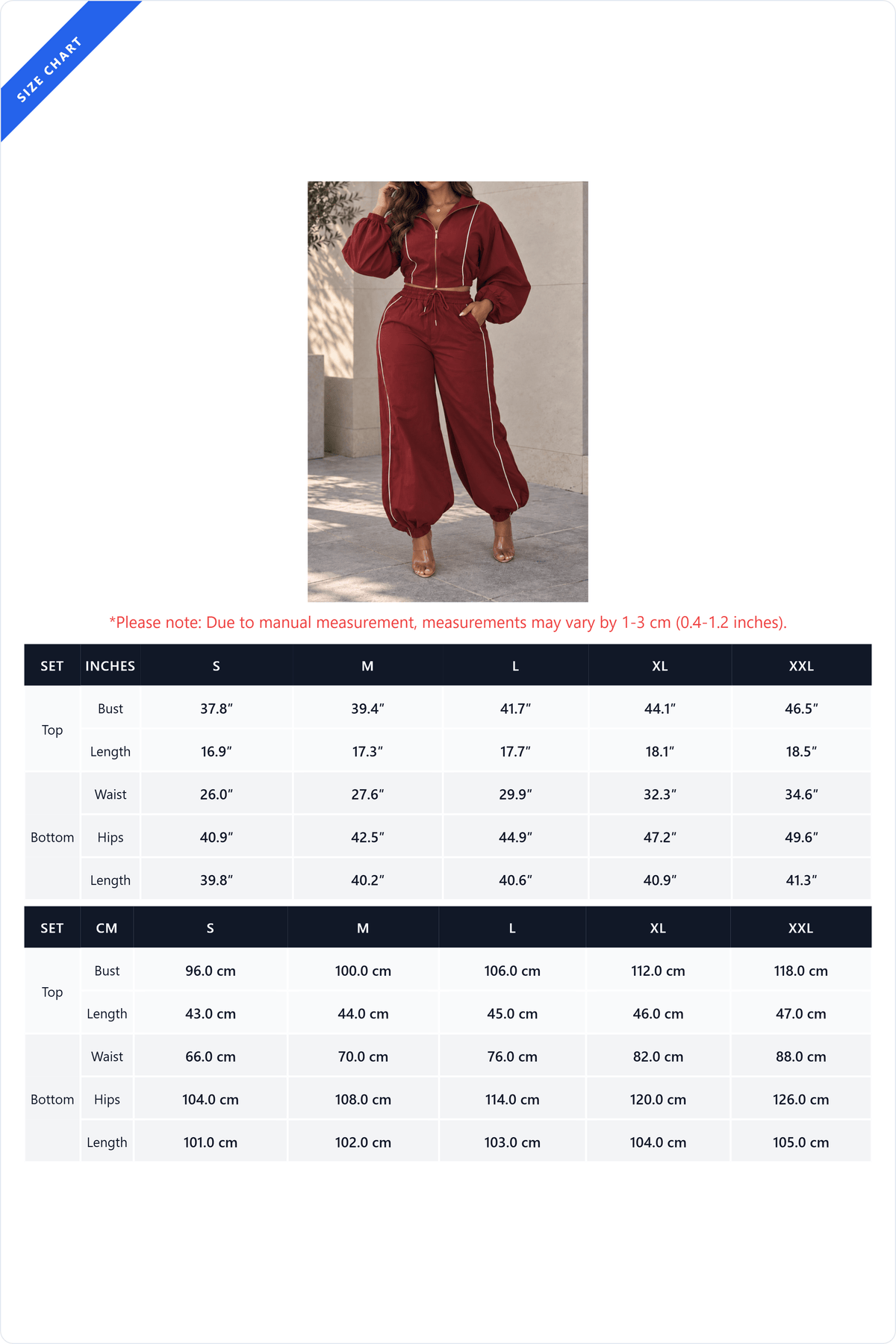 Piped Balloon Sleeve Tracksuit Set