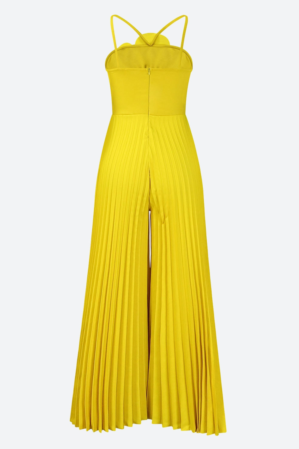 Floral Solid Color Pleated Jumpsuit