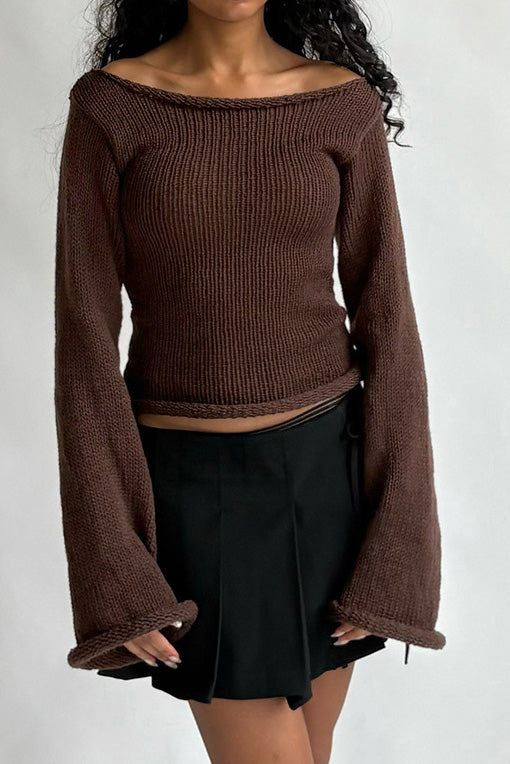 Off Shoulder Knitted Sweater