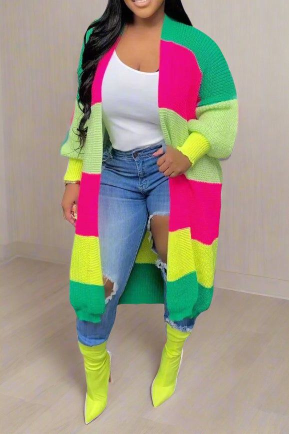Stripe Knit Cardigan Sweater