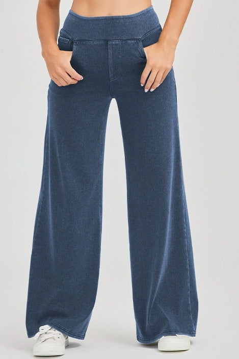 High-Stretch Wide Leg Yoga Jeans