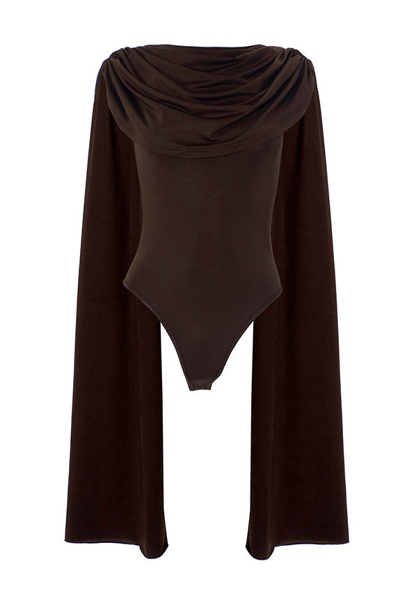 Cowl Neck Cape Sleeve Bodysuit