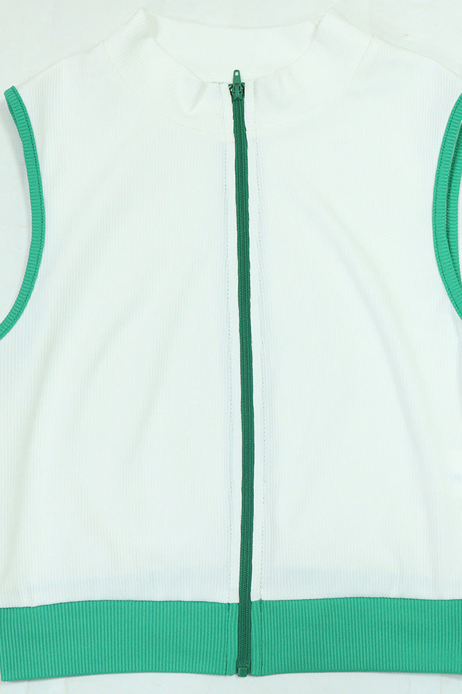 Colorblock Sleeveless Zip Top and Skirt Outfit