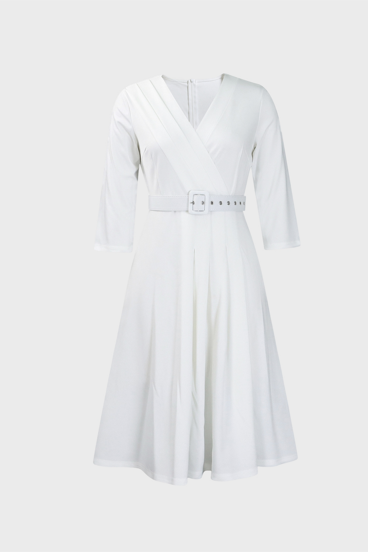 V-Neck Wrinkled Midi Dress