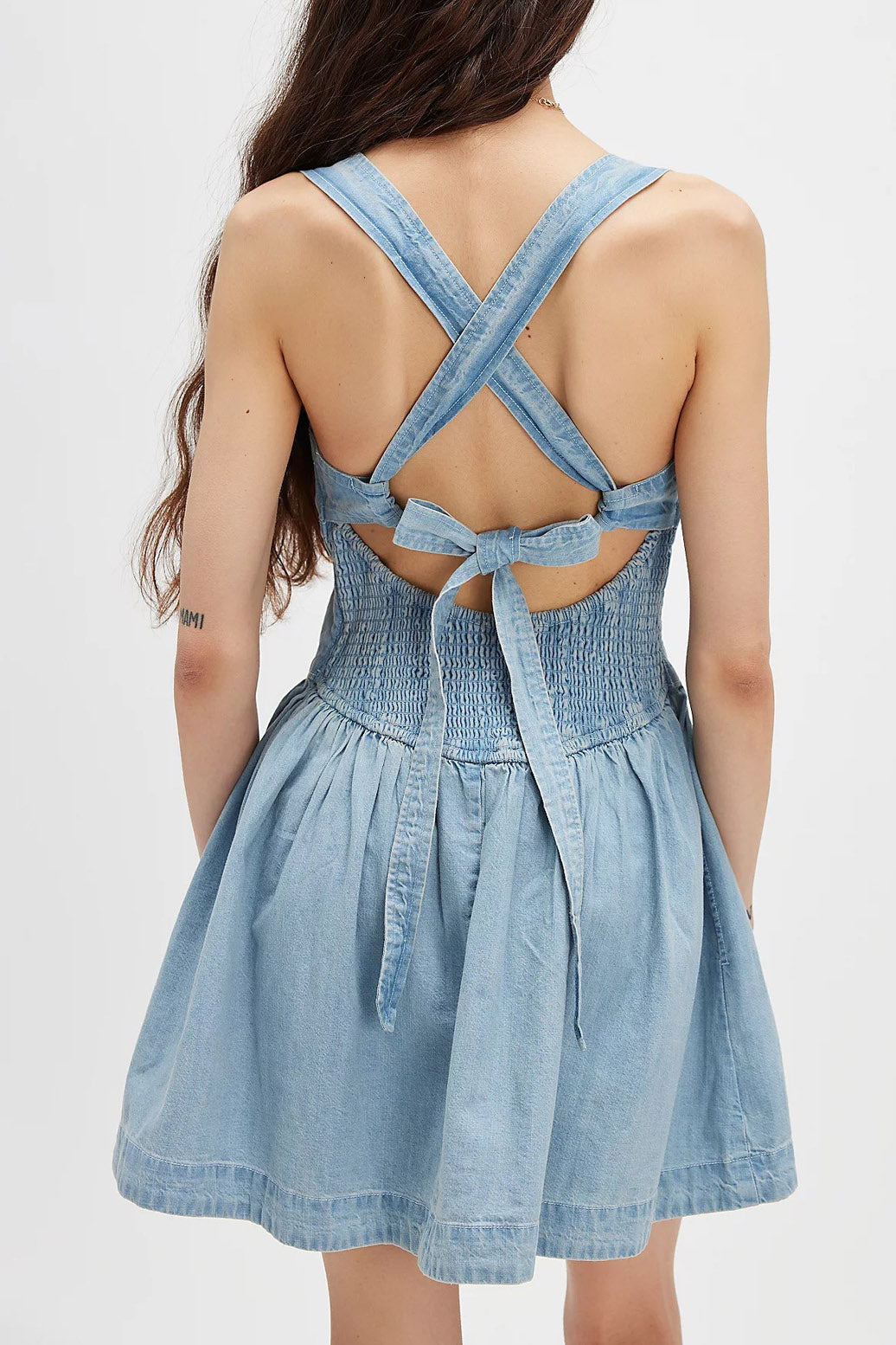 Backless Slim Fit High Waist Denim Mini Dress