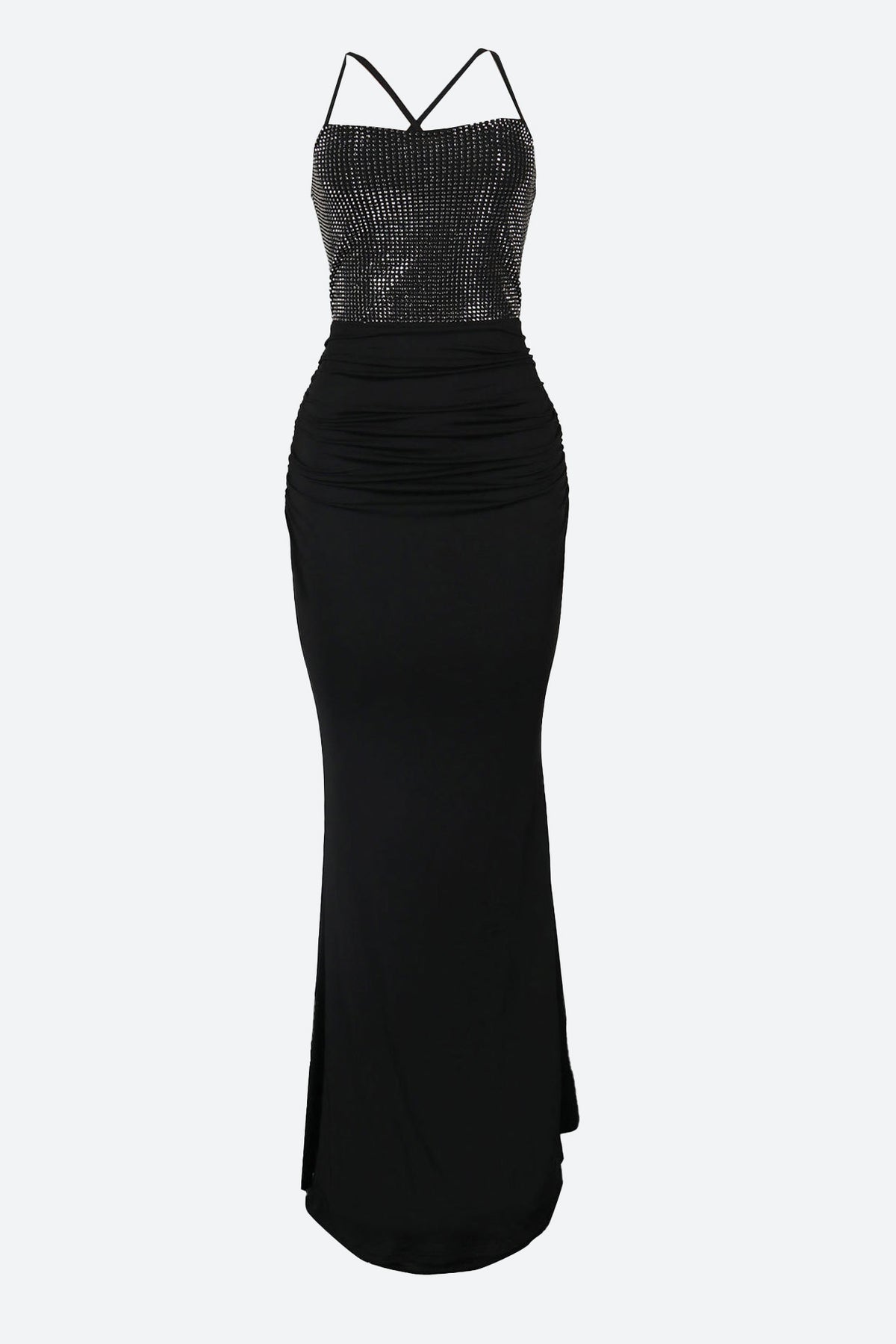 Rhinestone Lace-Up Cutout Mermaid Dress