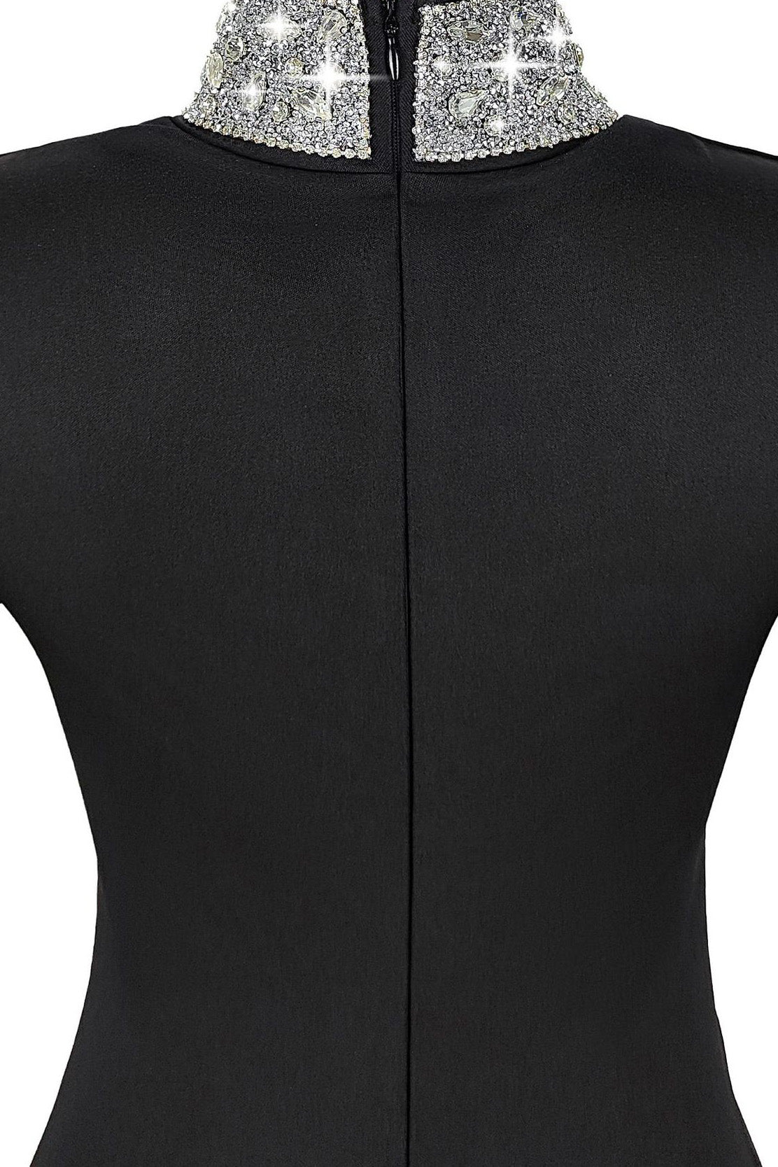Long Sleeve Rhinestone Turtleneck Maxi Dress