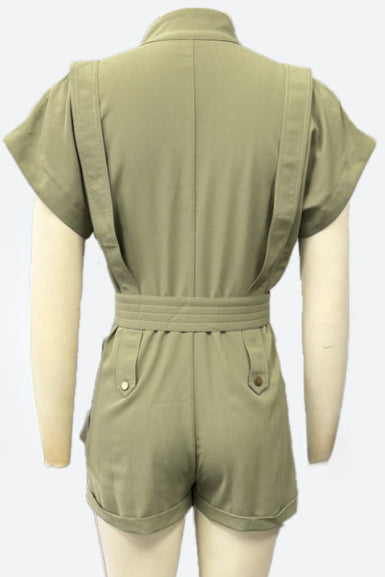 Button-Front Belted Romper