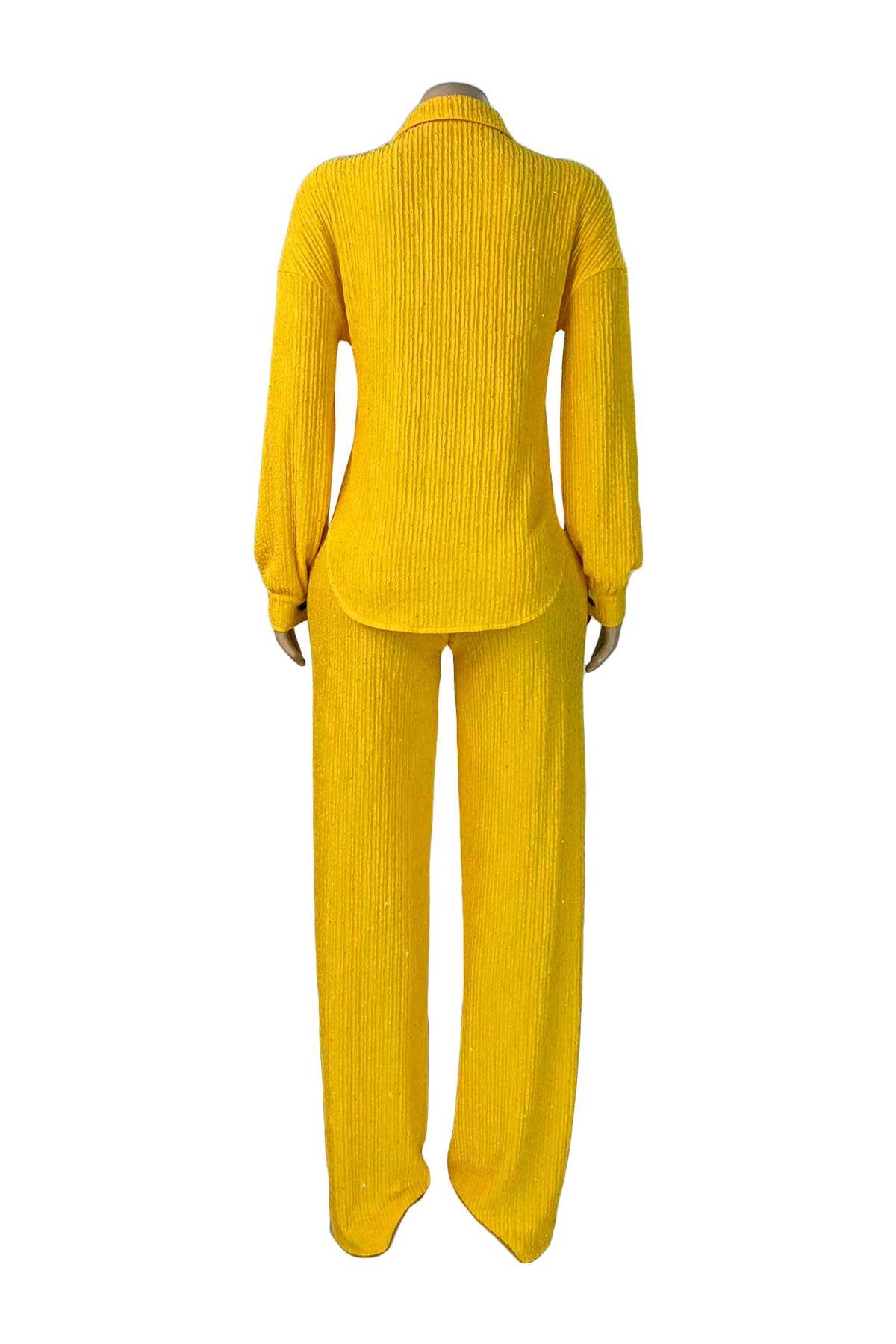 Textured Button-Down Shirt & Pants Set