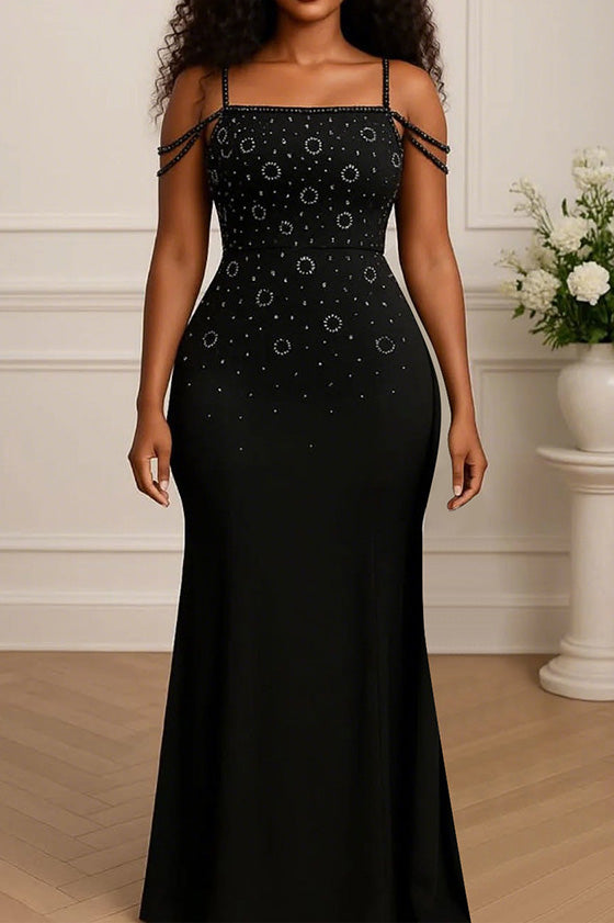Sexy Rhinestone Cami Party Maxi Dress
