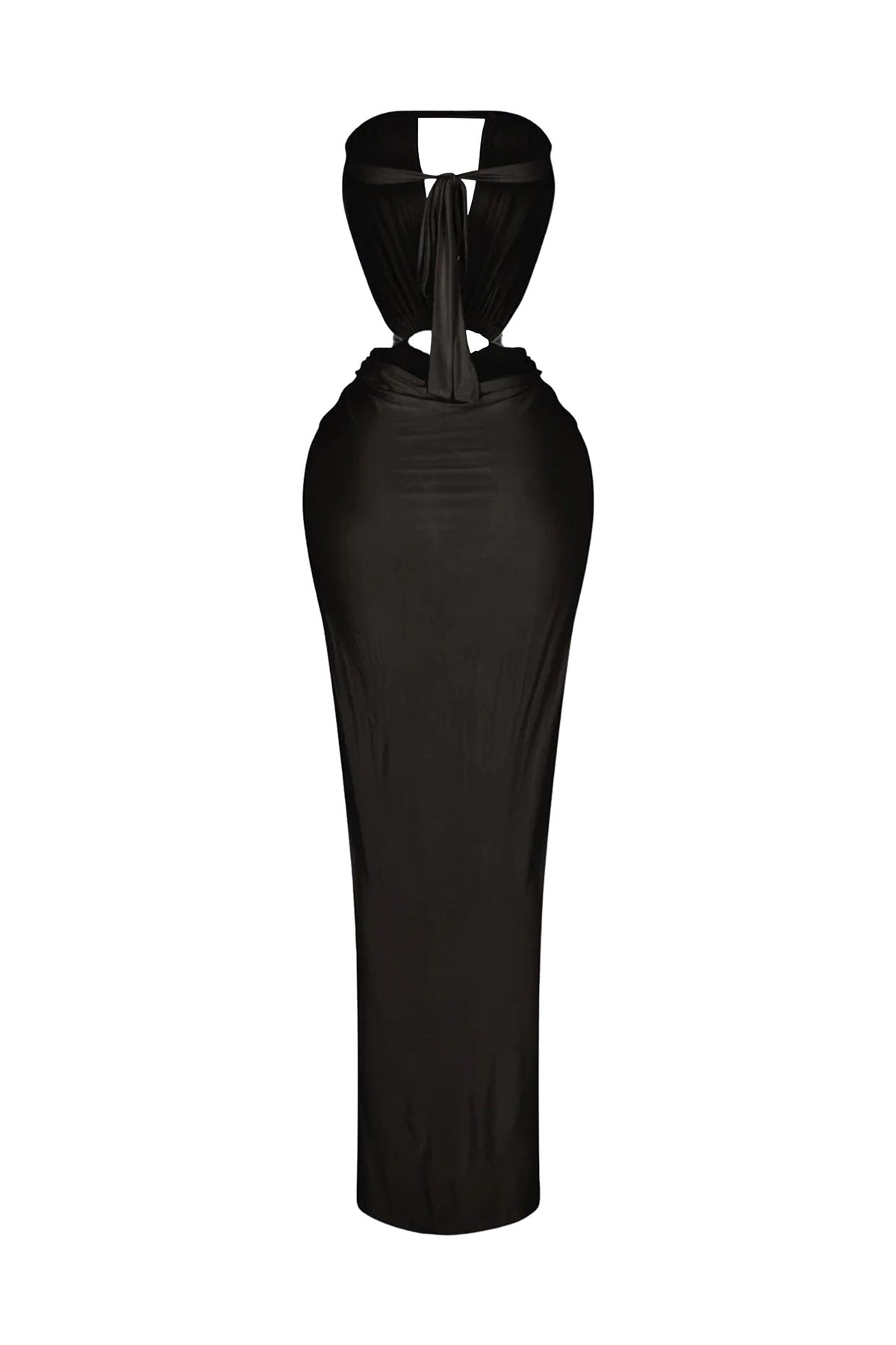 Cutout Ruched High Slit Maxi Dress