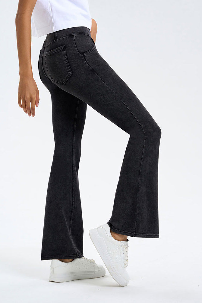 High-Stretch Crossover Flare Yoga Jeans