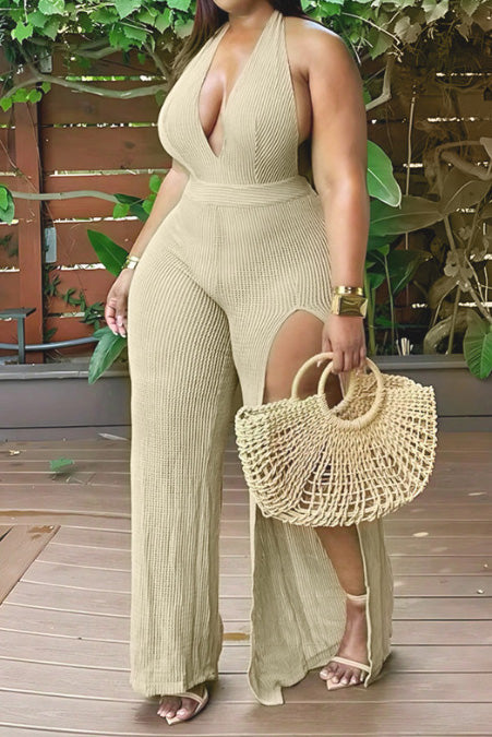 Halter Irregular Slit Jumpsuit