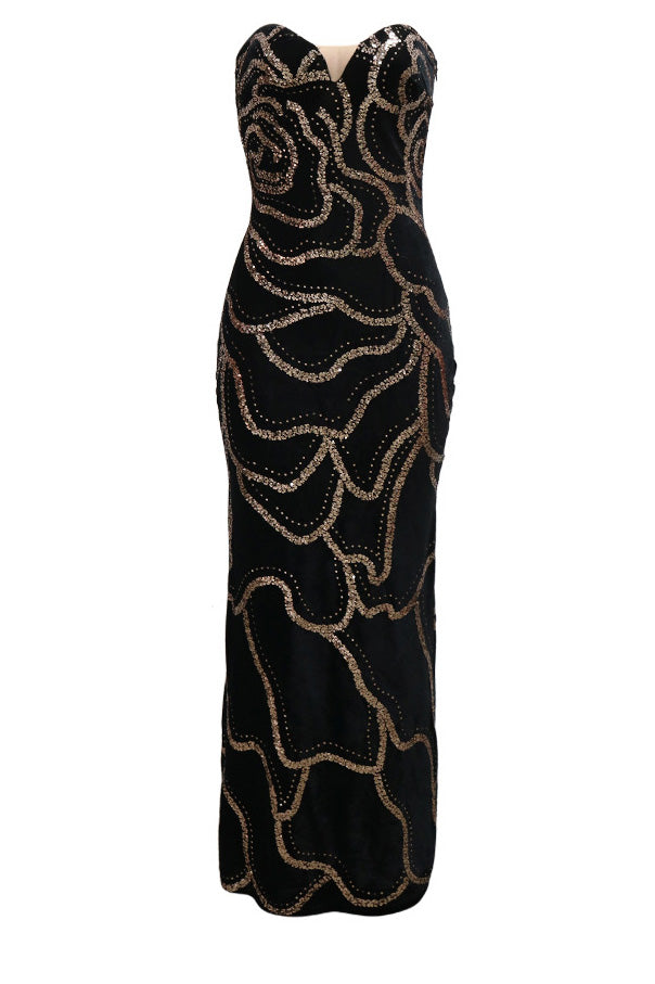 Elegant V-Neck Strapless Evening Gown