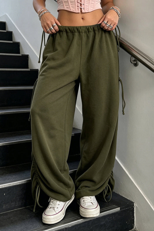 Adjustable Drawstring Baggy Parachute Pants
