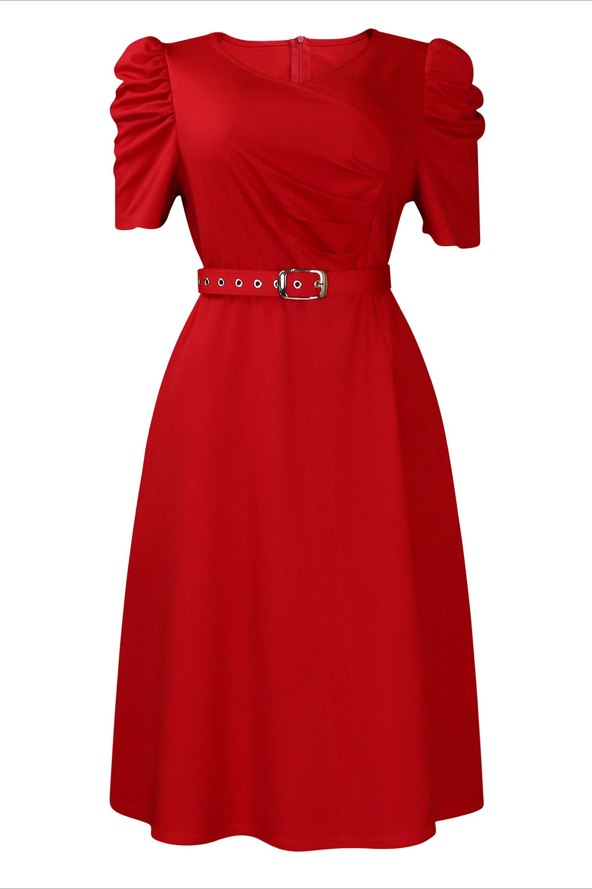 Solid Ruched Midi Dress