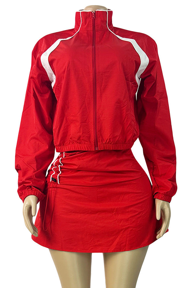 Contrast Panel Windbreaker & Skirt Set
