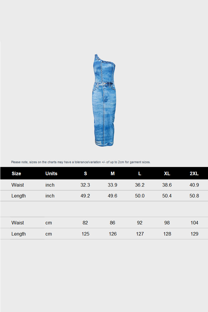 Denim Print Midi Dress