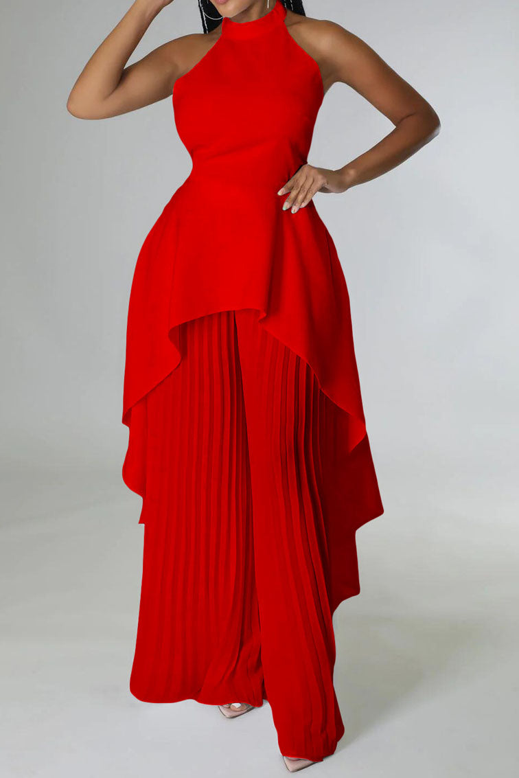 Halter Tunic Top & Pleated Pants Set