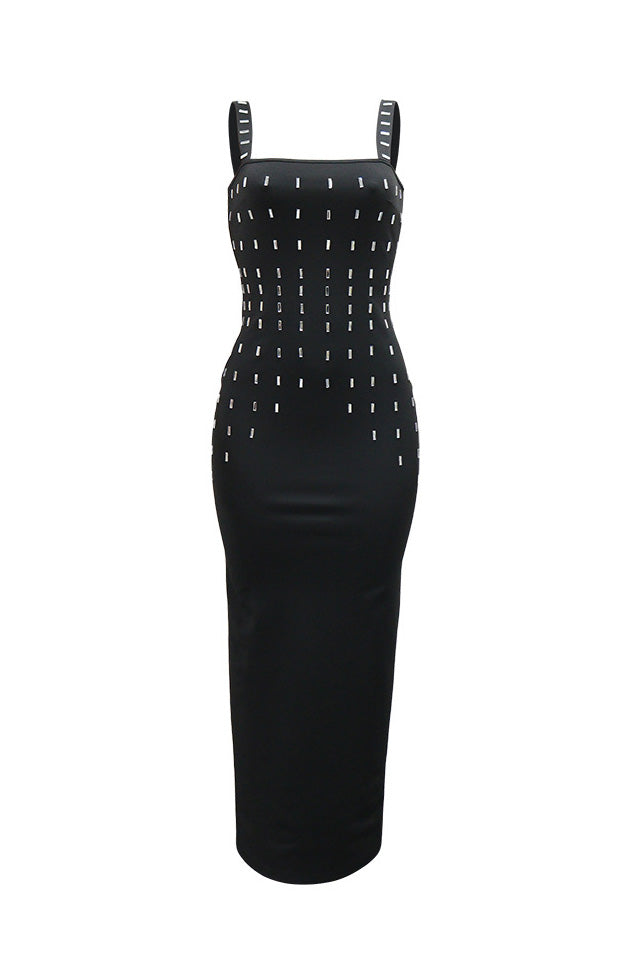 Rhinestone Embellished Strappy Maxi Dress