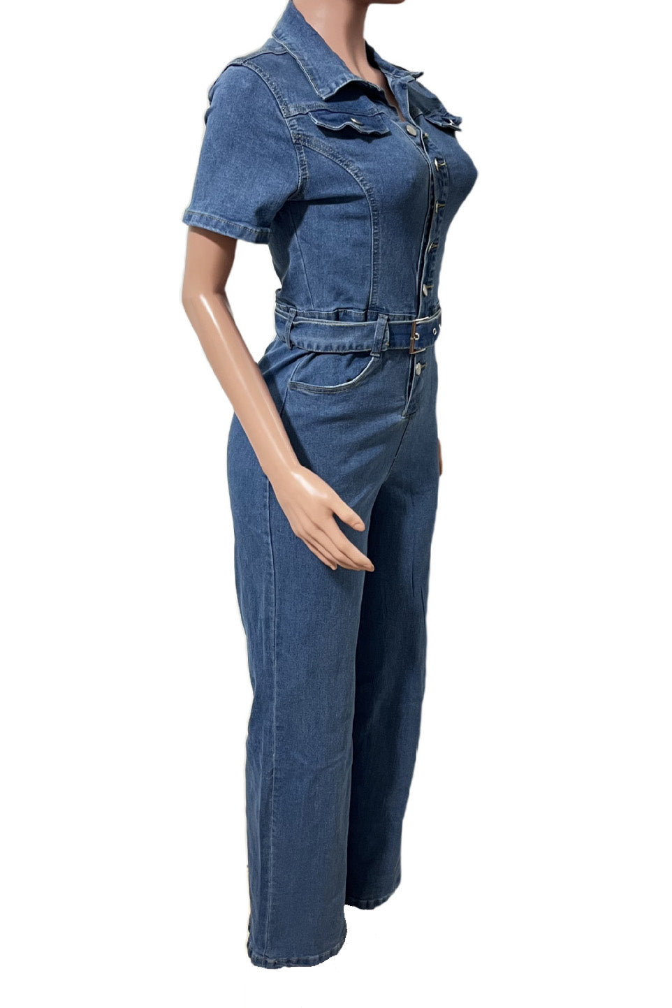 Elegant Wide-Leg Denim Jumpsuit