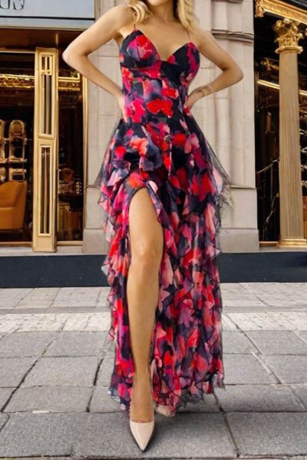 Ruffle Sheer Maxi Dress