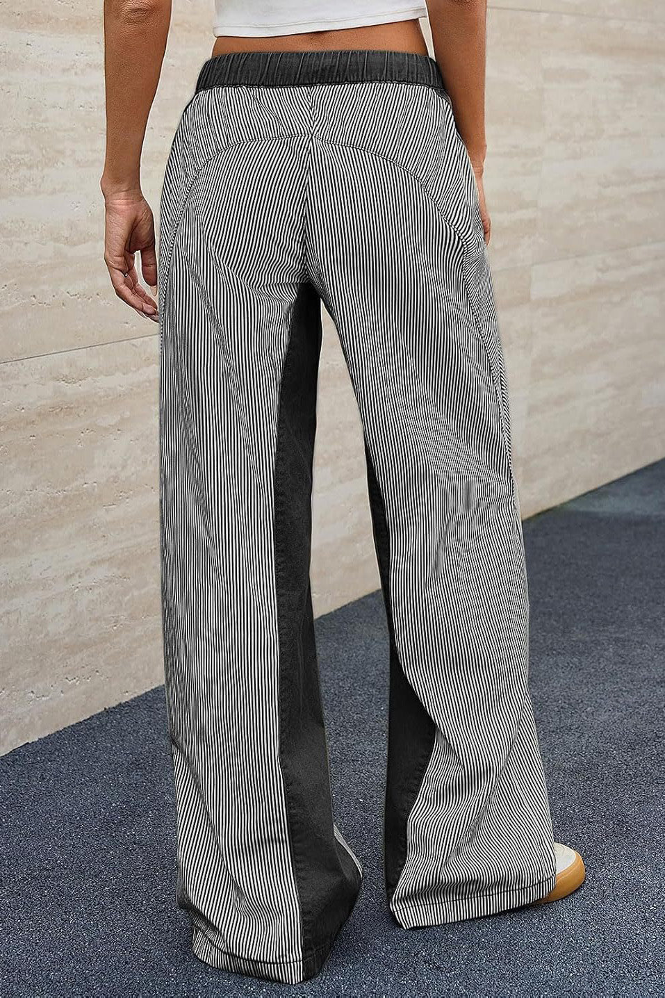 Casual Colorblock Loose Straight Pants
