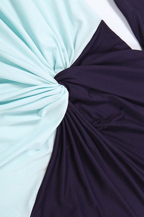 Deep V Neck Long Sleeve Slit Maxi Dress