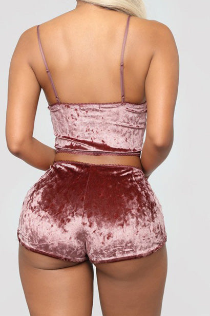 Crushed Velvet Cami & Shorts Lounge Set