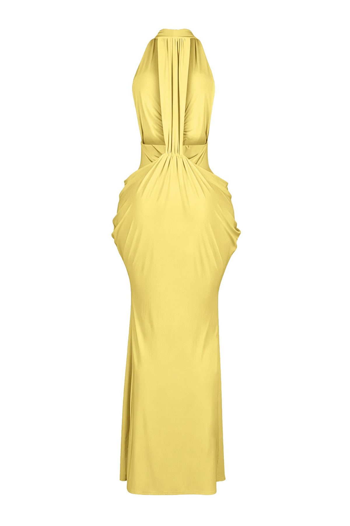 Plunging Halter Beaded Cutout Maxi Dress