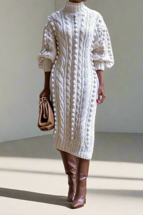 Midi Length Knitted Sweater Dress