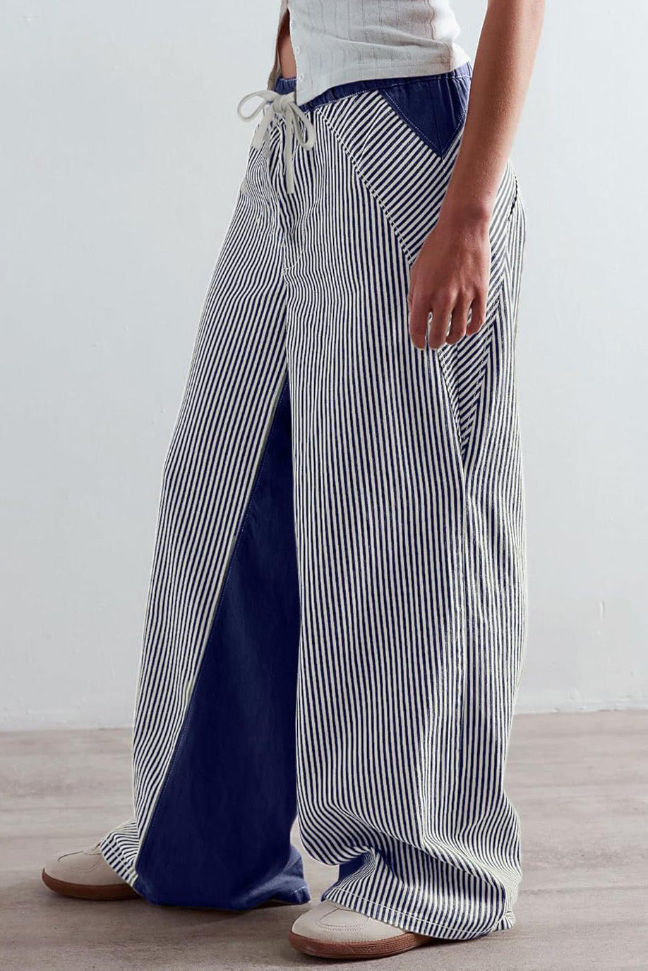 Casual Colorblock Loose Straight Pants