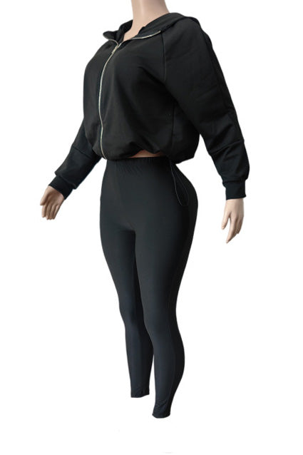 Zip Hoodie High Waist Leggings Set