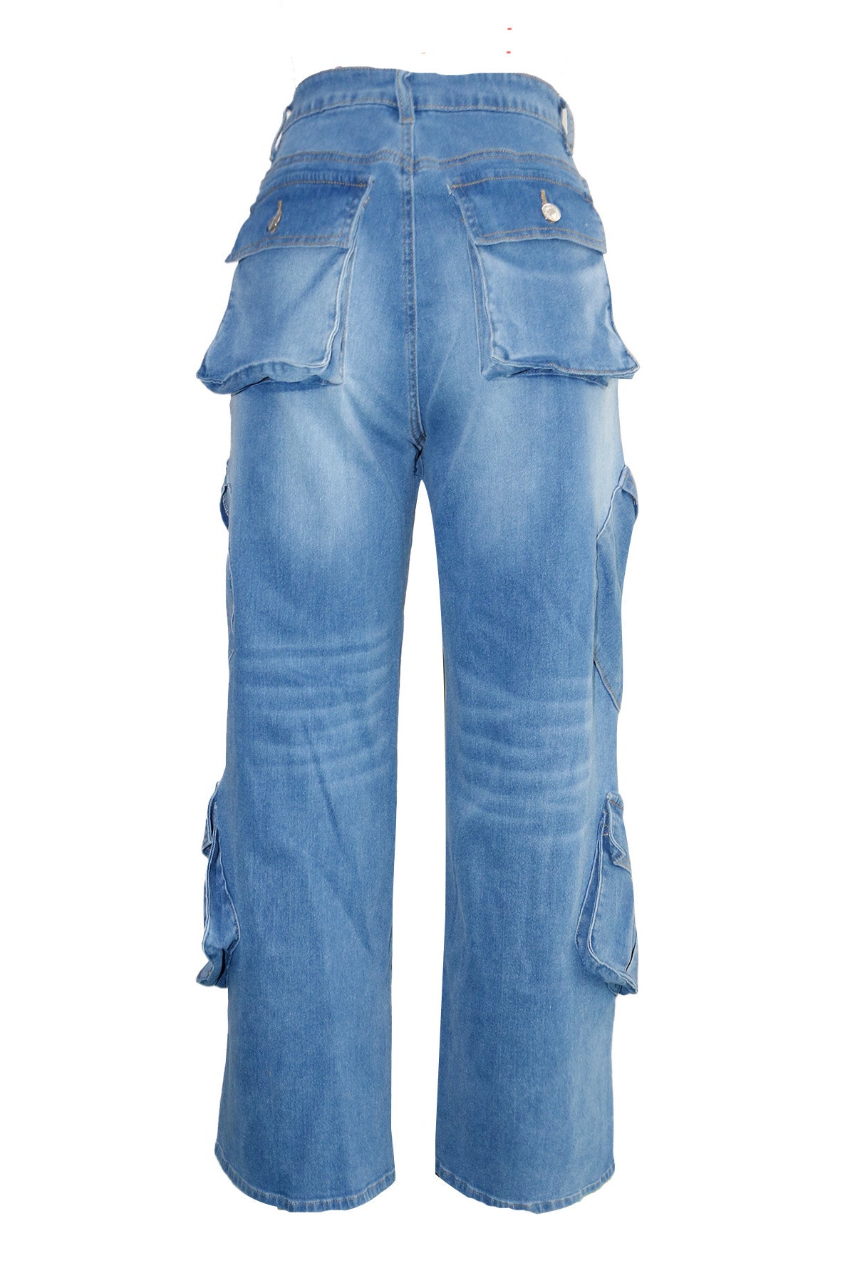 Light Blue Loose Fit Multi-Pocket Jeans